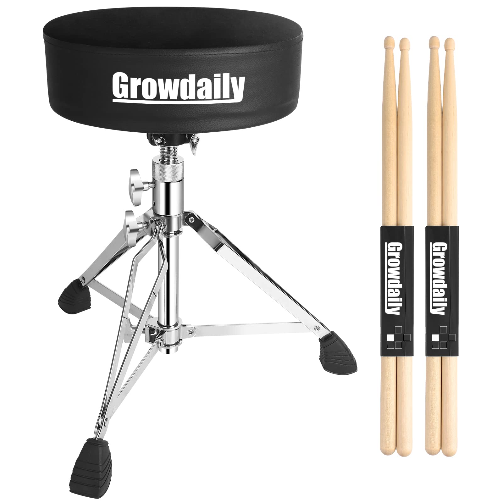 GrowDaily Drum Throne Height: 16.93 Inches - 23.62 Inches, Black